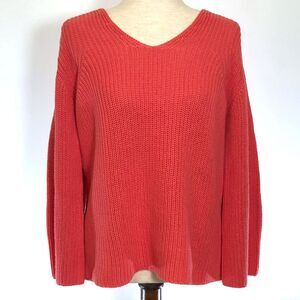 Ann Taylor Factory Coral V-Neck Sweater SM